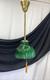 Restored Antique Vtg Victorian Art Deco Green Ribbed Glass Pendant Light 1910 20