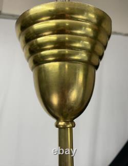 RESTORED Antique Vtg Victorian Art Deco Green Ribbed Glass Pendant Light 1910 20