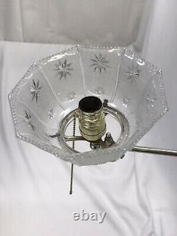 REWIRED Antique Victorian Art Deco Gasolier Chandelier Ceiling Light Glass Shade