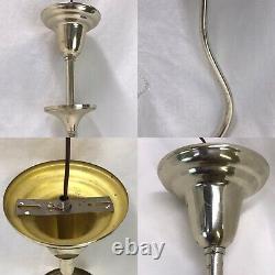 REWIRED Antique Victorian Art Deco Gasolier Chandelier Ceiling Light Glass Shade