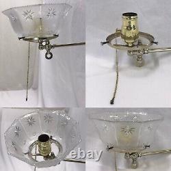 REWIRED Antique Victorian Art Deco Gasolier Chandelier Ceiling Light Glass Shade