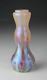 Rindskopf Bohemian Art Glass Iridescent Pulled Feather Vase 7.5 Tall