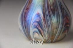 RINDSKOPF Bohemian Art Glass Iridescent Pulled Feather Vase 7.5 Tall