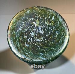 RINDSKOPF LOETZ KRALIK BOHEMIAN GREEN IRIDESCENT ART GLASS TWIST VASE c1900