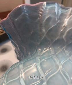 Rare 1800s Cut Velet Glass Basket Brides Quiled Diamond Twisted Handle Victorian Rare 1800s Cut Velet Glass Basket Brides Quiled Diamond Twisted Handle Victorian
