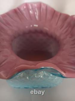 Rare 1800s Cut Velet Glass Basket Brides Quiled Diamond Twisted Handle Victorian Rare 1800s Cut Velet Glass Basket Brides Quiled Diamond Twisted Handle Victorian