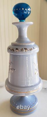 Rare 1850's Victorian Art Glass Lavender Enameled Roses Opaline Barber Bottle Rare 1850's Victorian Art Glass Lavender Enameled Roses Opaline Barber Bottle