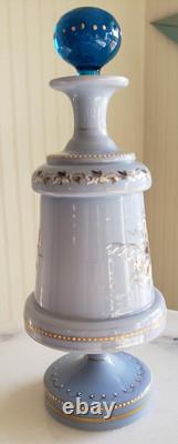 Rare 1850's Victorian Art Glass Lavender Enameled Roses Opaline Barber Bottle Rare 1850's Victorian Art Glass Lavender Enameled Roses Opaline Barber Bottle