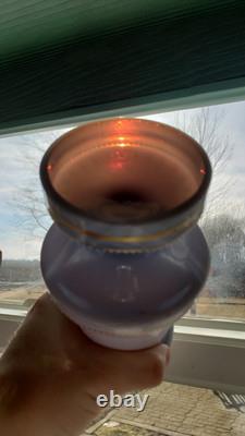Rare 1850's Victorian Art Glass Lavender Enameled Roses Opaline Barber Bottle Rare 1850's Victorian Art Glass Lavender Enameled Roses Opaline Barber Bottle