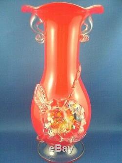 Rare 1880+ Victorian STEVENS & WILLIAMS England Art Glass Vase Splatter Flower