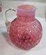 Rare Antique Cranberry Opalescent Crackle Glass Pitcher