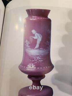 Rare Antique HOSCH Hand Blown White Enameled Cased 2 Piece Pink Vase 1906-1914