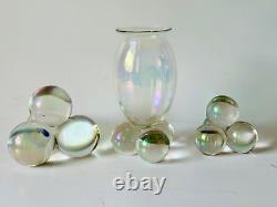 Rare Antique Harrach Iridescent Clear Art Glass Pyramid 1.25 Balls Paperweight