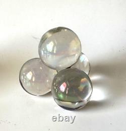 Rare Antique Harrach Iridescent Clear Art Glass Pyramid 1.25 Balls Paperweight