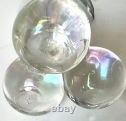 Rare Antique Harrach Iridescent Clear Art Glass Vase / Soap Bubble Balls