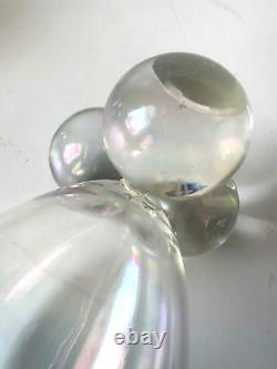Rare Antique Harrach Iridescent Clear Art Glass Vase / Soap Bubble Balls