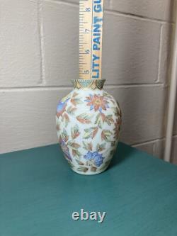 Rare Antique Harrach (propeller Mark) 5 Micro Enameled Moriage Poppy Vase