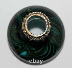 Rare Antique Loetz Green Onyx Vase Austria 1887-1888 Bohemian Art Nouveau Glass