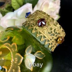 Rare Antique Moser Art Glass Jeweled Enameled Vase 6.5