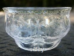 Rare Antique Set 6 Signed Thomas Webb Rock Crystal Etched Finger/Dessert Bowls