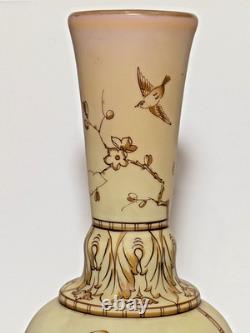 Rare Antique Thomas Webb or Mount Washington Burmese Glass Vase-Japonisme Design Rare Antique Thomas Webb or Mount Washington Burmese Glass Vase-Japonisme Design