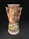 Rare Antique Victorian Amphora Tall Vase Hand Painted Scene Glass Lustres H31cm