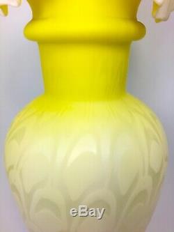 Rare Antique Victorian MOP Large Satin Glass Vase 14 Tall ca. 1880