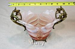 Rare Antique Victorian Pink Opalescent French Art Nouveau Footed Brides Basket Rare Antique Victorian Pink Opalescent French Art Nouveau Footed Brides Basket