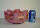 Rare Antique Victorian Webb Cranberry Nailsea Art Glass Brides Basket Bowl