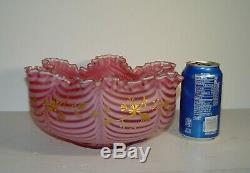 Rare Antique Victorian Webb Cranberry Nailsea Art Glass Brides Basket Bowl