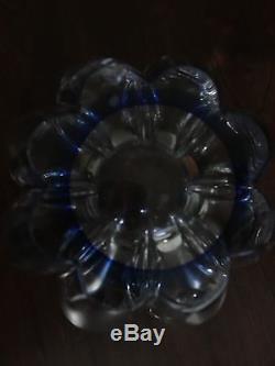 Rare Art Glass MARKED Bowl Heavy Hand Blue Purple Opalescent Great Gift