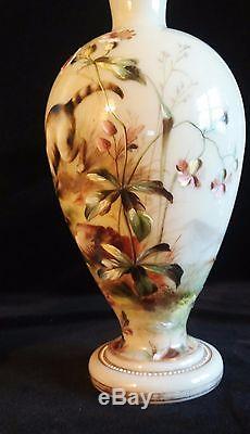 Rare Baccarat Pair Of Opaline Glass Cat Vase Bohemian Art French Flowers