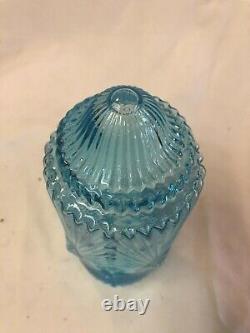 Rare Blue Glass Cylinder Lamp Shade Sconce Art Deco Victorian Pair 9