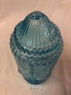 Rare Blue Glass Cylinder Lamp Shade Sconce Art Deco Victorian Pair 9