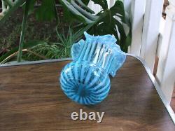 Rare Blue Opalescent ANTIQUE Victorian ART GLASS Hand Made VASE, Celery, Spooner
