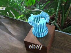 Rare Blue Opalescent ANTIQUE Victorian ART GLASS Hand Made VASE, Celery, Spooner