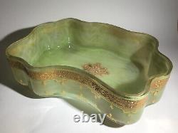 Rare Early Loetz Green Onyx Dek I/358 C1890 Glas Glass Tray Vase