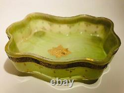 Rare Early Loetz Green Onyx Dek I/358 C1890 Glas Glass Tray Vase