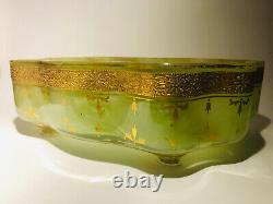 Rare Early Loetz Green Onyx Dek I/358 C1890 Glas Glass Tray Vase