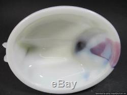 Rare Fenton Glass Amethyst Milk Glass Chicken Hen Server Dish Egg Plate