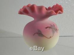 Rare Form Tiny Webb Burmese Satin Art Glass Vase Ivy Decoration 3-1/2 EXC COND
