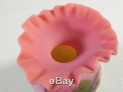 Rare Form Tiny Webb Burmese Satin Art Glass Vase Ivy Decoration 3-1/2 EXC COND