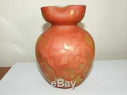 Rare Harrach Satin Glass Cased Vase Rose Pattern c1890