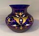 Rare Josephinenhutte Cypern Series Cobalt Iridescent Enameled Glass Vase Ca 1899