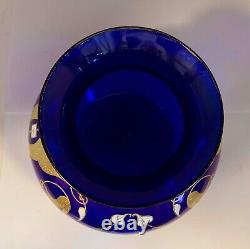 Rare Josephinenhutte Cypern Series Cobalt Iridescent Enameled Glass Vase Ca 1899