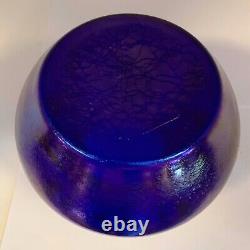 Rare Josephinenhutte Cypern Series Cobalt Iridescent Enameled Glass Vase Ca 1899