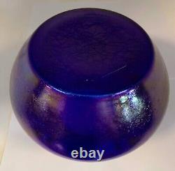 Rare Josephinenhutte Cypern Series Cobalt Iridescent Enameled Glass Vase Ca 1899