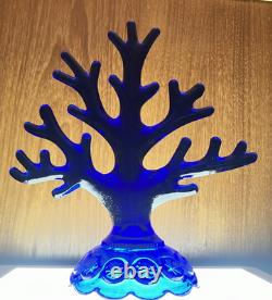 Rare LE Smith Glass Cobalt Blue Coral Jewelry Tree 8-1/4 Tall