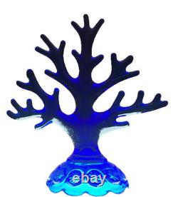 Rare LE Smith Glass Cobalt Blue Coral Jewelry Tree 8-1/4 Tall