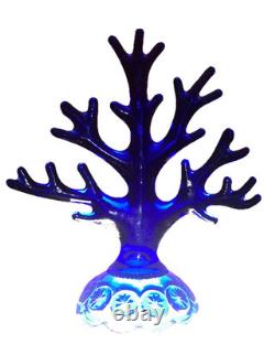 Rare LE Smith Glass Cobalt Blue Coral Jewelry Tree 8-1/4 Tall